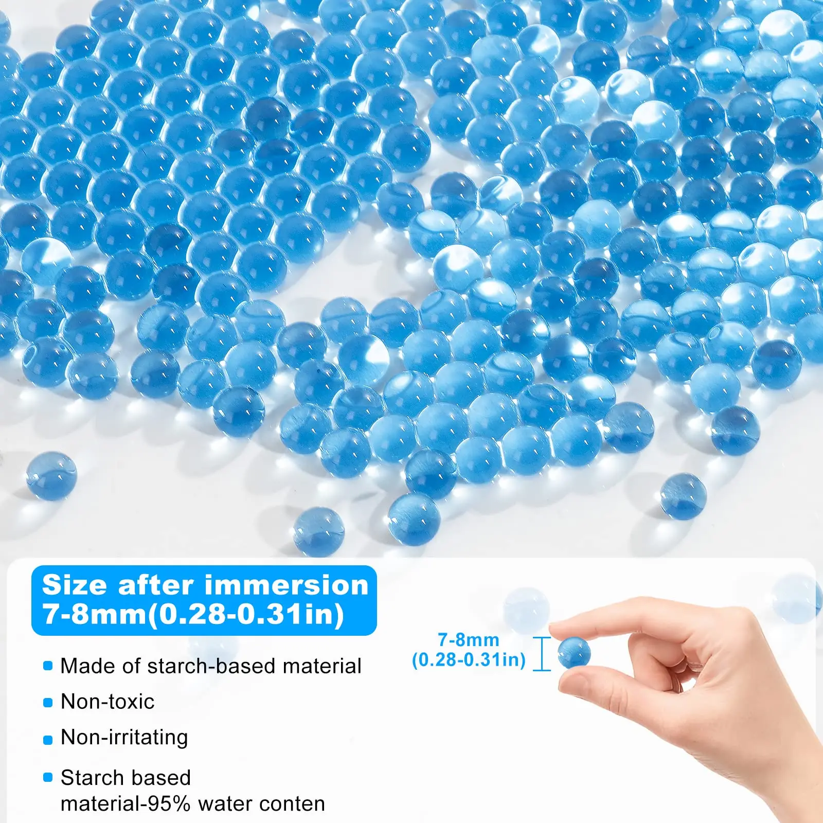 Water Ball Beads Refill Ammo 7-8mm Gel Balls Water Beads Set 3 Pack 10000 Gel Balls Per Pack BB Gel Paint Ball Airsoft Ammo