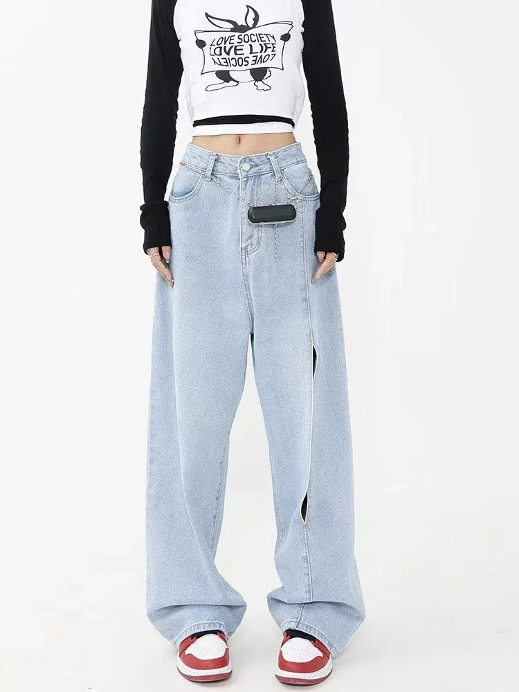 

Джинсы женские весенние повседневные модные универсальные корейский стиль Harajuku винтажные потертые джинсовые брюки с дырками High Street свободные студенческие брюки