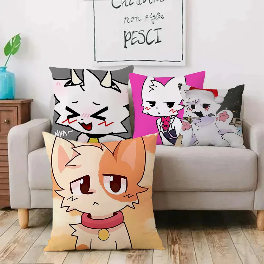 Pillow Covers Cartoon Boykisser Silly Cat Sofa Decorative Home Double-sided Printing Short Plush Cute Cushion Cover