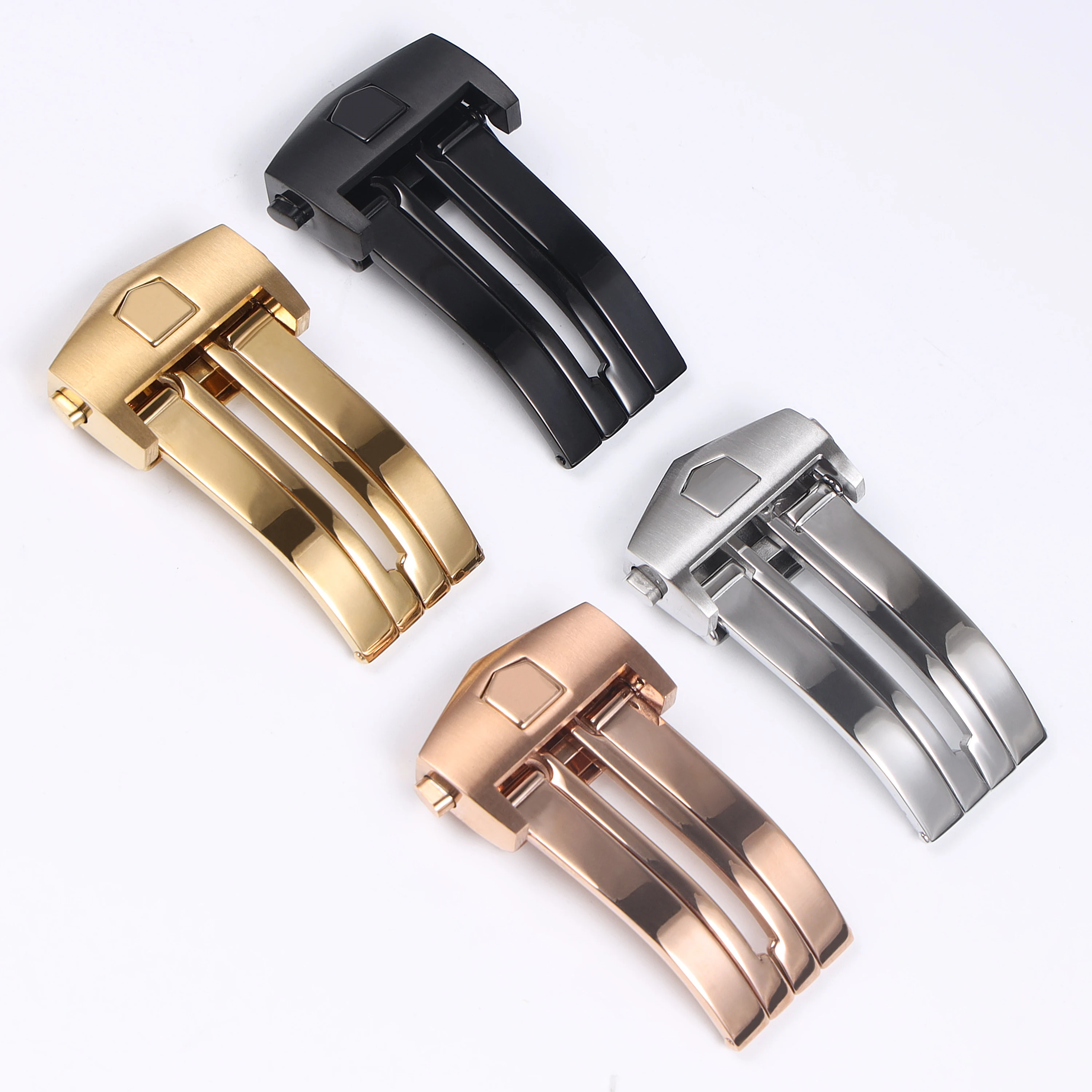 18mm 20mm silver rose-gold black solid stainless steel deployment watch clasp for Tag Heuer metal folding buckle
