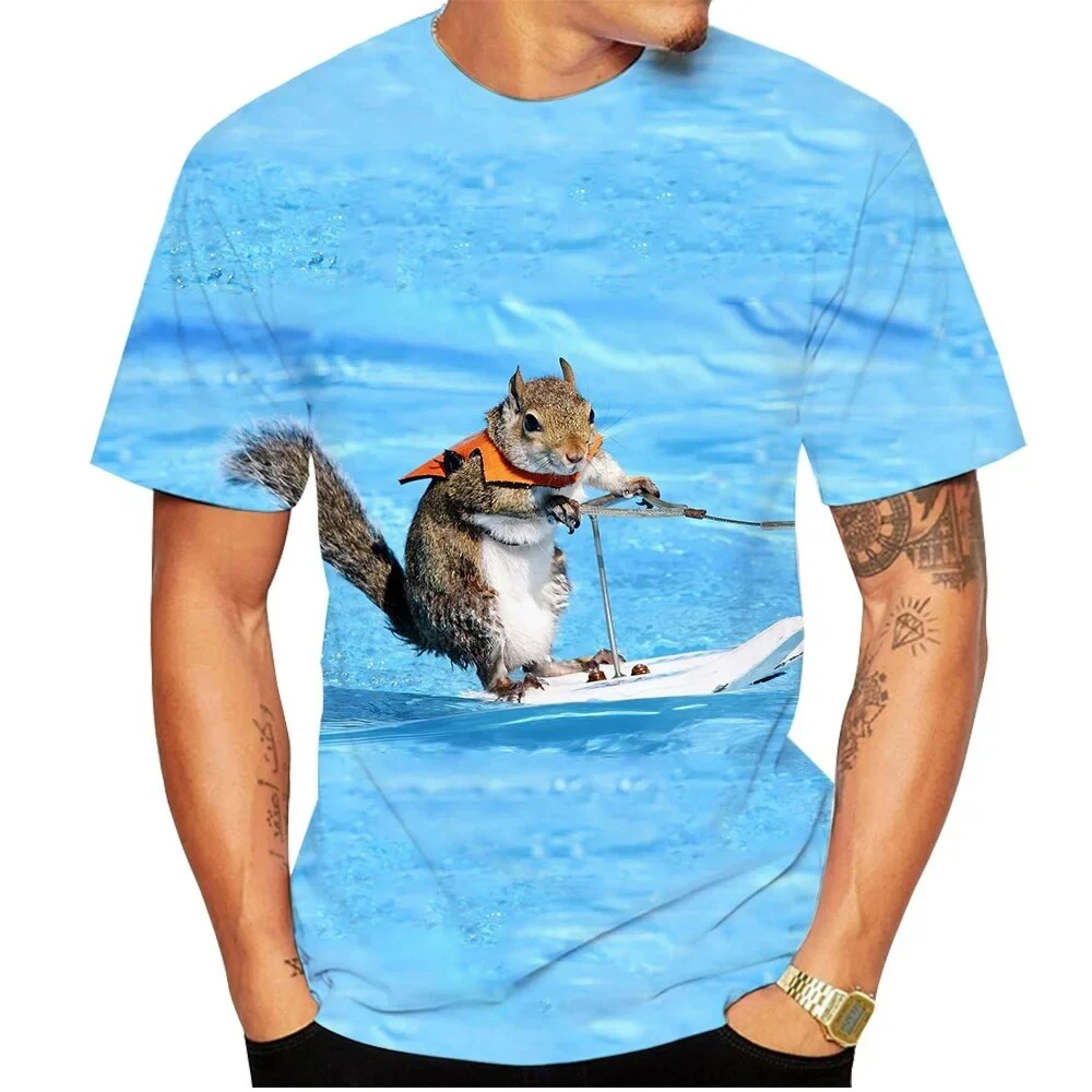 Fashion Summer Funny Squirrel 3D Print T-Shirts Streetwear Men Harajuku Casual Oversized O-Neck T Shirt Tees Tops Clothing