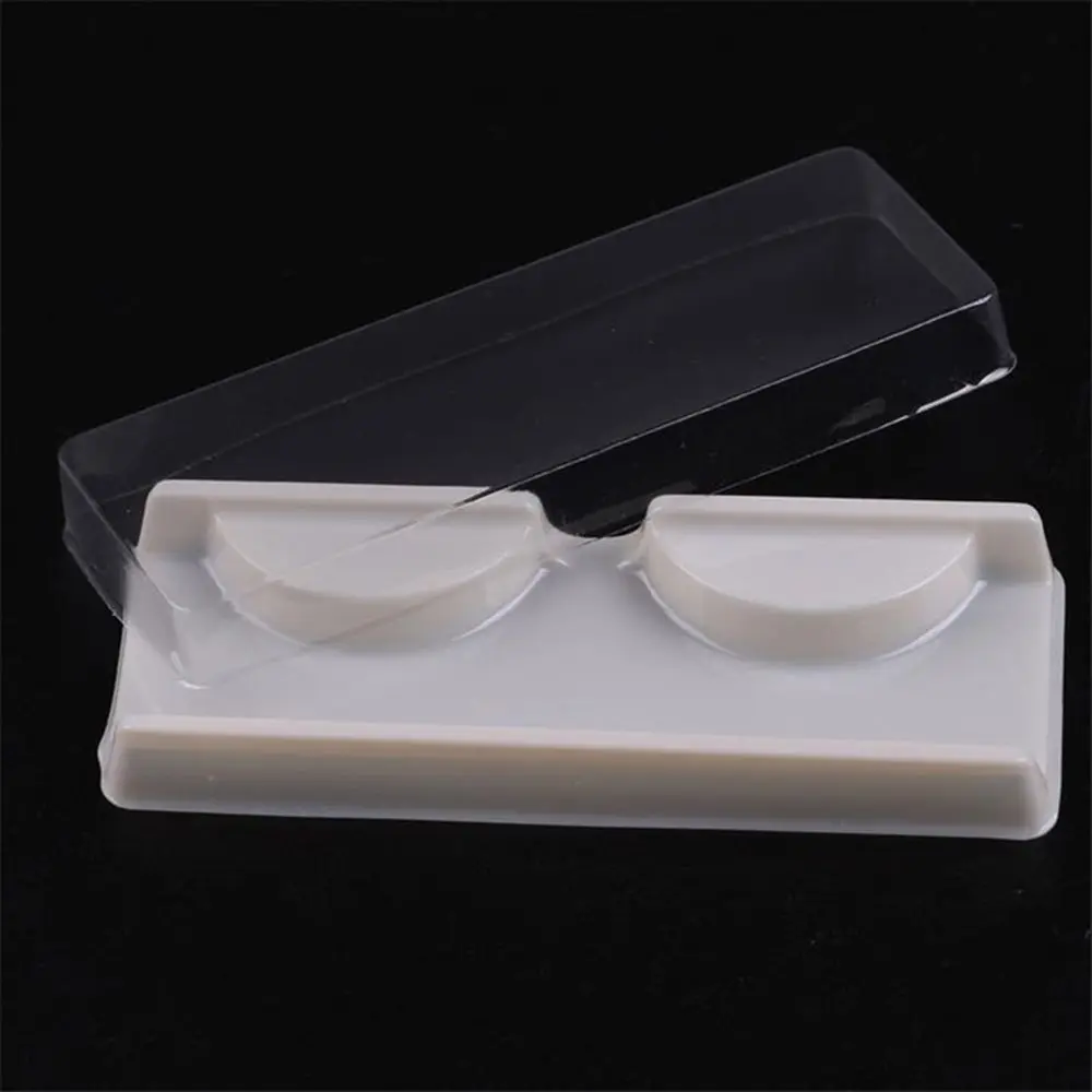 Beige 10pcs Plastic Protable Reuseable for Fake Lashes Container Eyelashes Storage Case Eyelashes Tray Packing Box