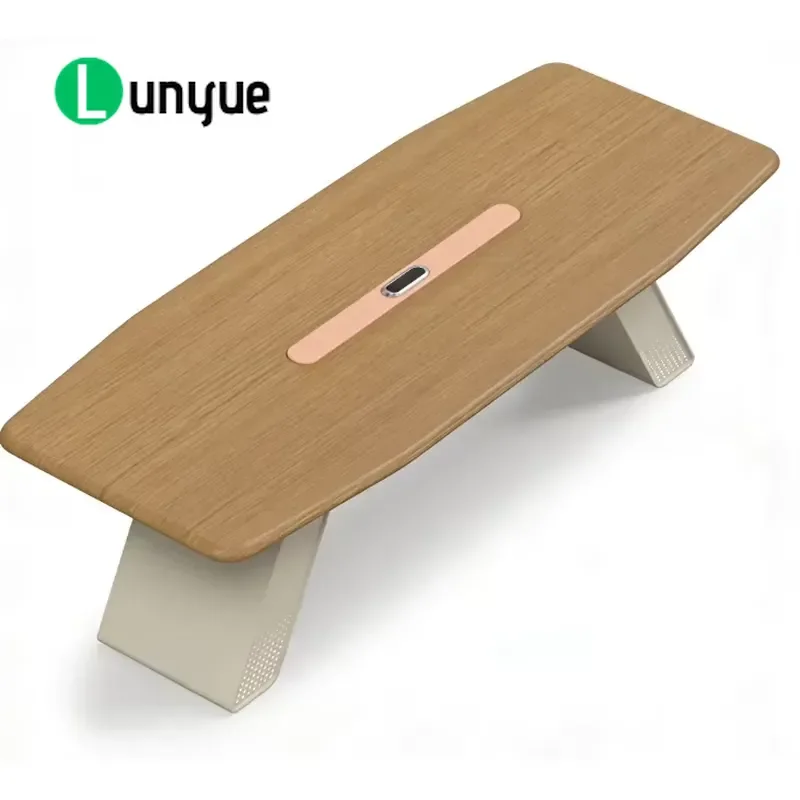Modern Solid Wood Conference Table Metal Legs Eco Friendly Office School Hotel Workshop Meeting Desk High Quality Furniture
