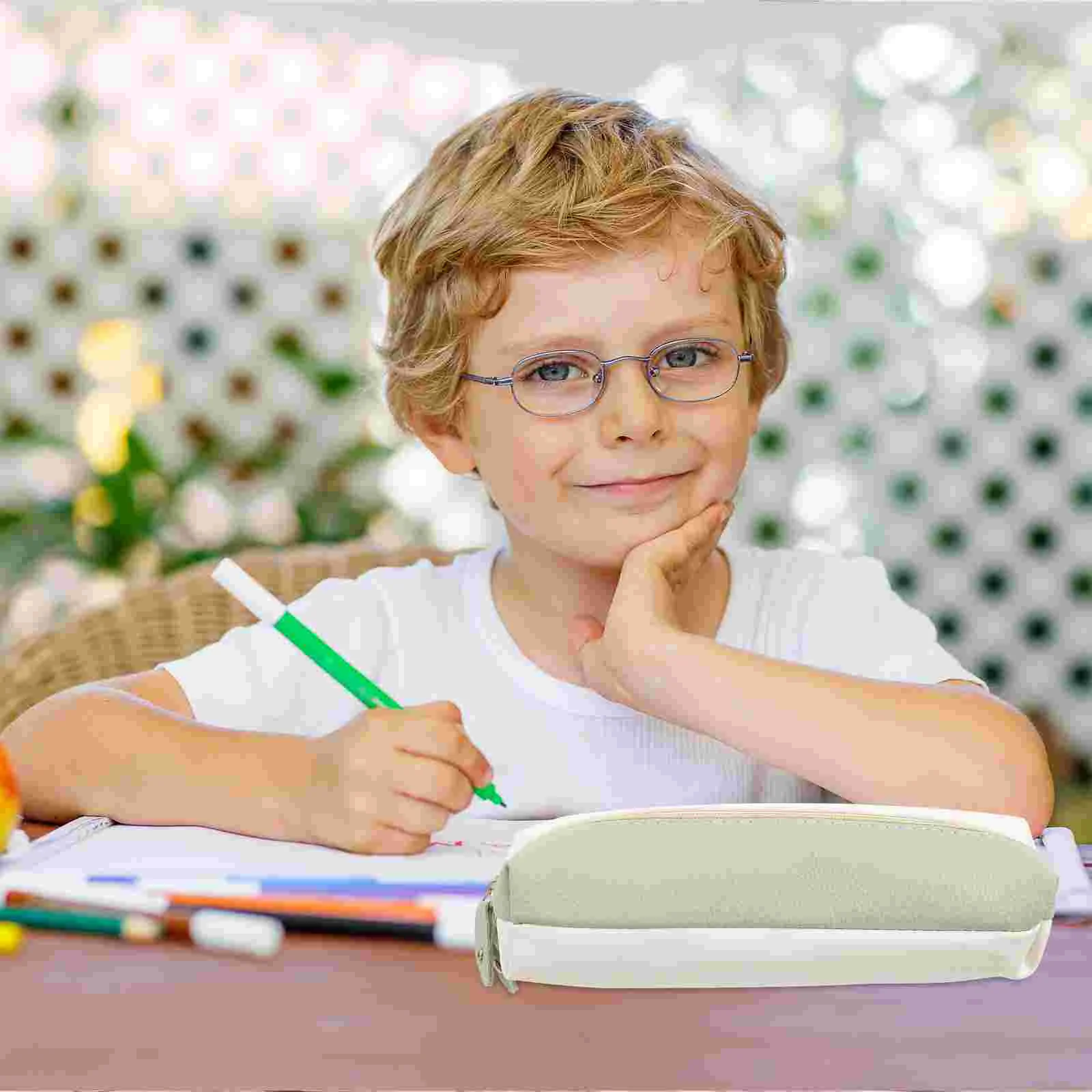 2 Pcs Creative and Simple Double Zipper Pencil Case Pouch for Unisex Students Bag Big Cute Office Multipurpose Small