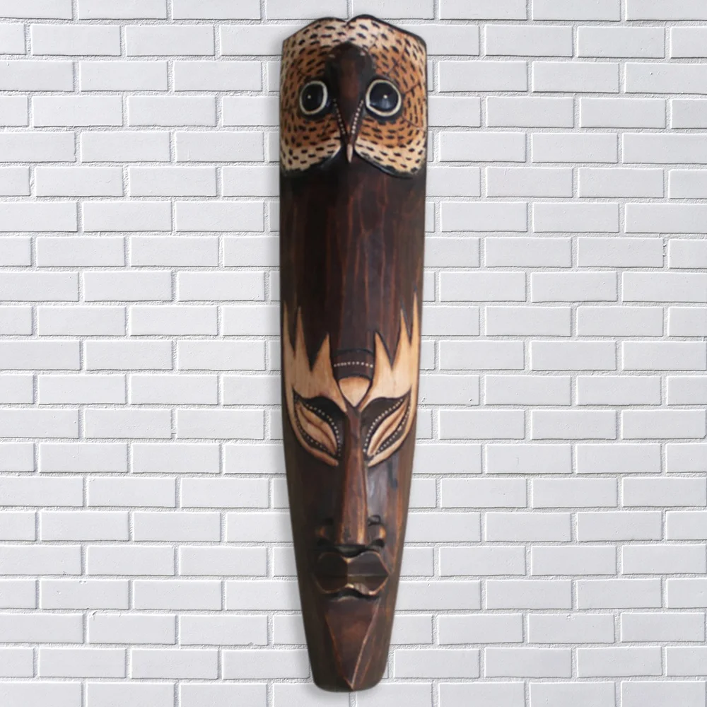 Maschera in legno massello per la decorazione della parete African Bar Ktv Restaurant Wall Hanging Thai Woodcut Decoration 2