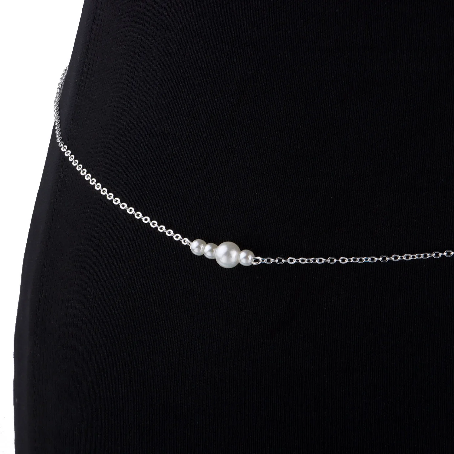 Fashion 4 White Pearl Waist Chain Beach Accessories Sexy BodyBelly Bikini Summer Women's Versatile Pearl Waist Chain Body Chain