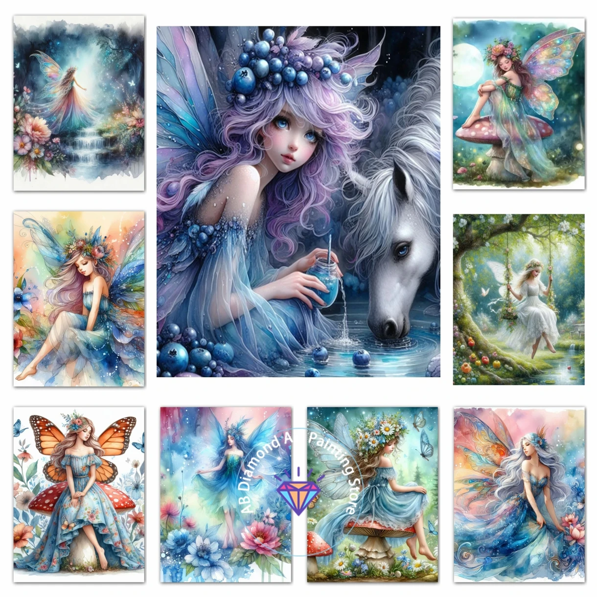 

AB Diamond Painting Kit cross stitch Butterfly Fairy Girl 5D DIY Diamond embroidery Crafts Home Decor Gift