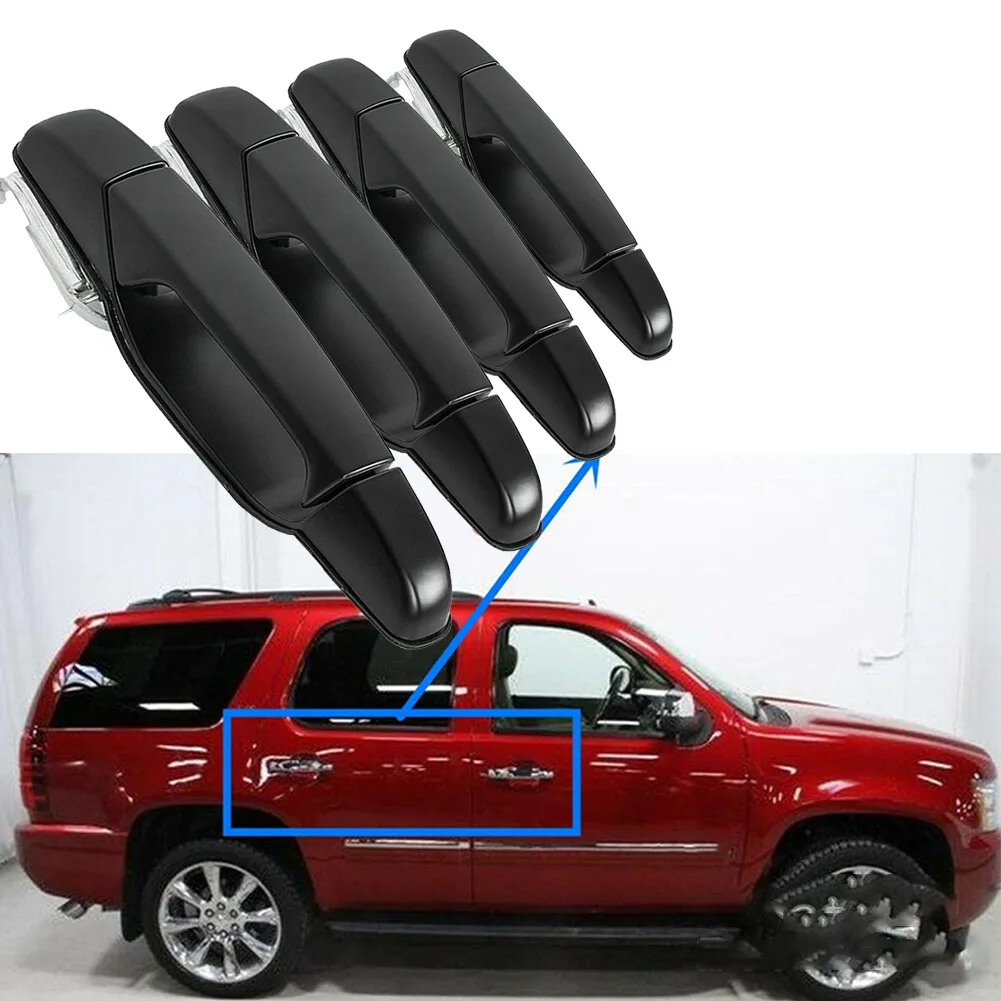 4PCS Front & Rear Door Handles Set BLACK For 07-14 For Tahoe For Silverado For Yukon High Quality Exterior Car Truck Accessories