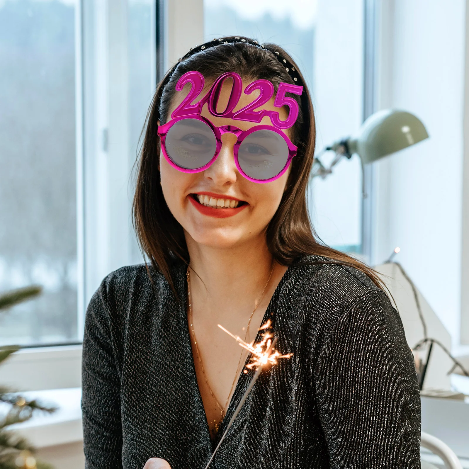 New Year Party Eyeglasses 2025 Number Design Fun Photo Props for Festive Celebration Stage Event Decoration Accessory