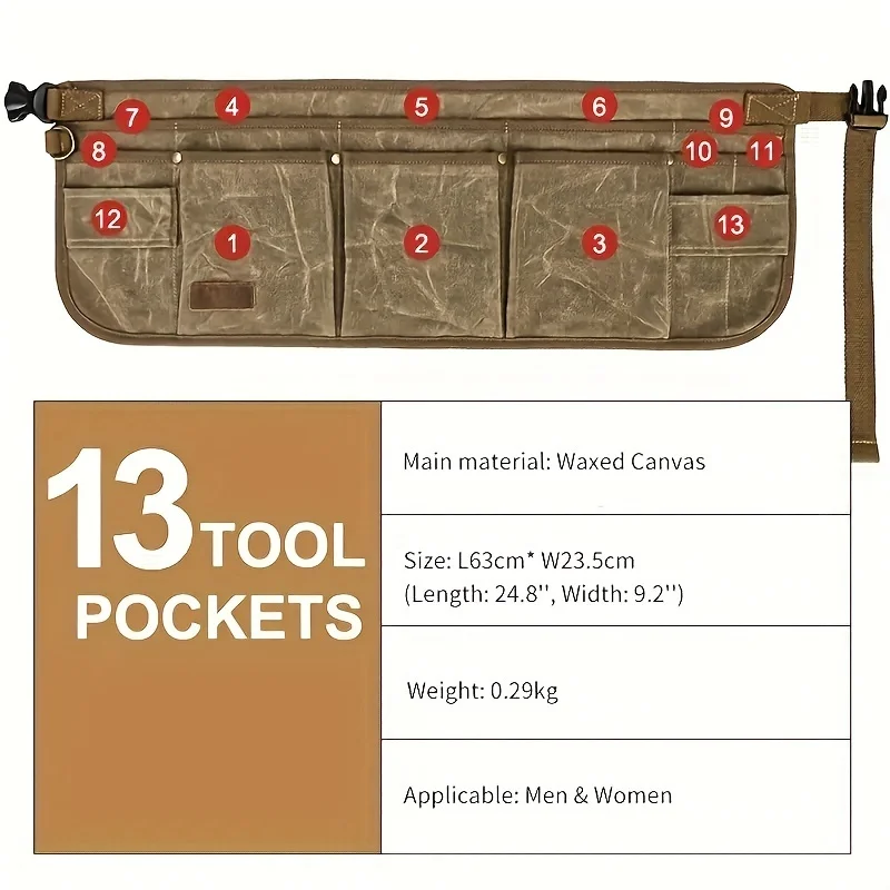 Electrician Tool Bag, Car Hanging Organizer Waist Pack for Hardware Tools, 1-Pack for Men