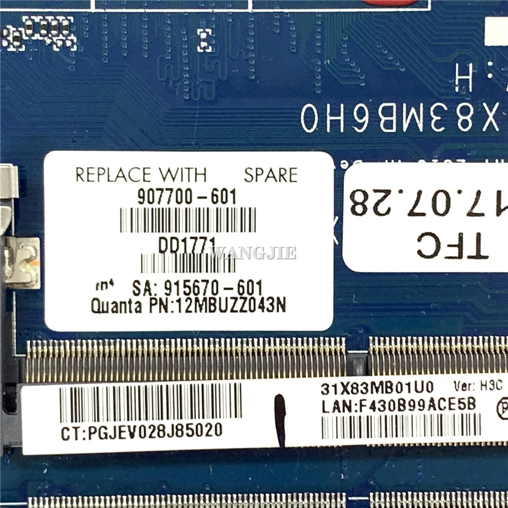 Carte mère d'ordinateur portable d'occasion pour HP ProPle450 G4, entièrement testée, 907700, 907700, 601, DA0X83MB6H0, Pentium 4415U, 100%