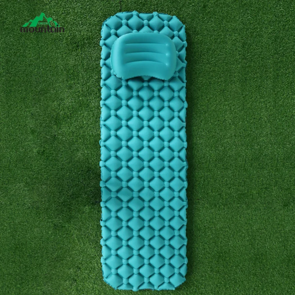 Outdoor Soft Warm Fabric Material Camping ultralight lightweight inflatable folding air sleeping pad mat free pillow and air bag image 2