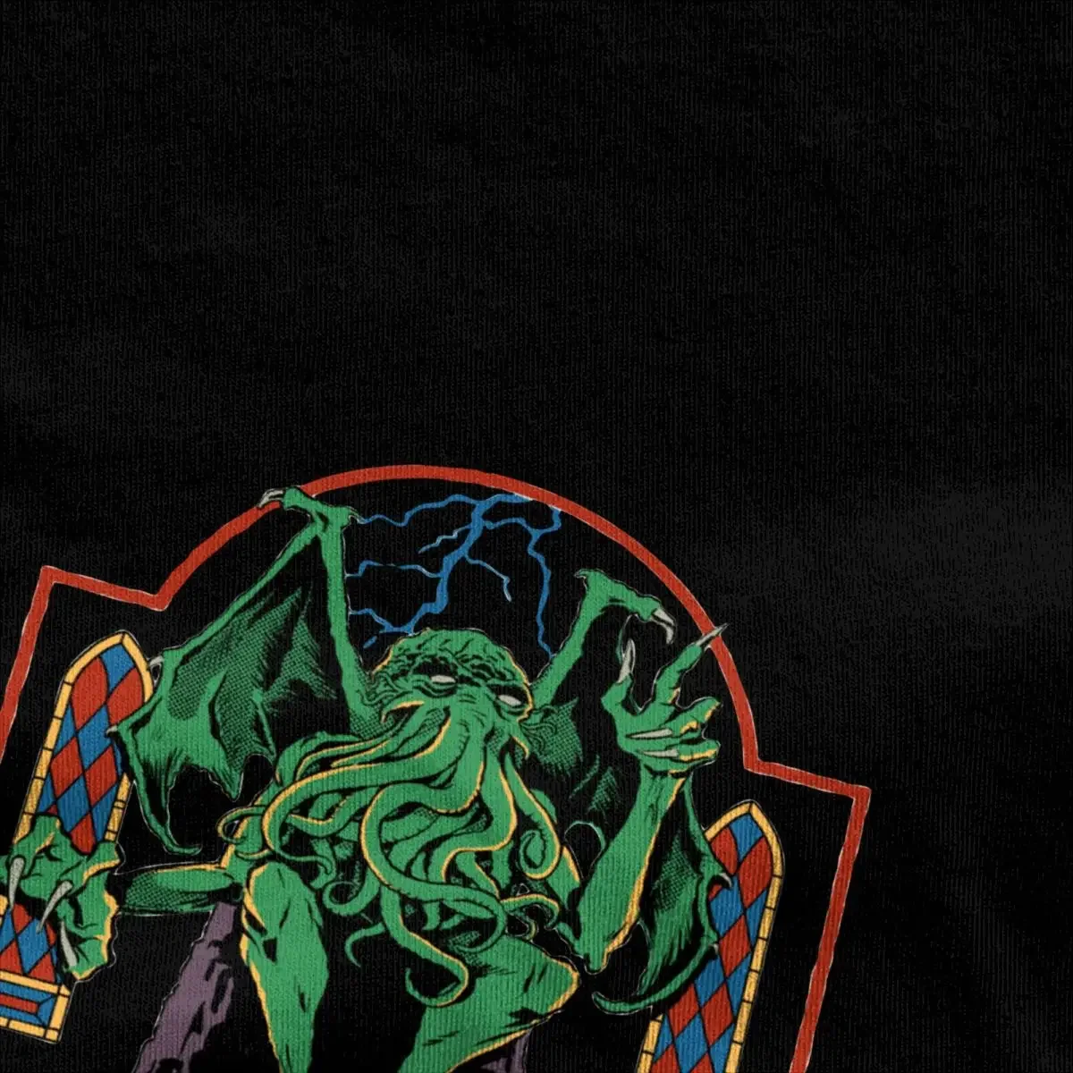 Trust In God T Shirts for Men Cotton Novelty T-Shirt Halloween Retro Cthulhu Lovecraft Occult Tee Shirt Short Sleeve Clothes