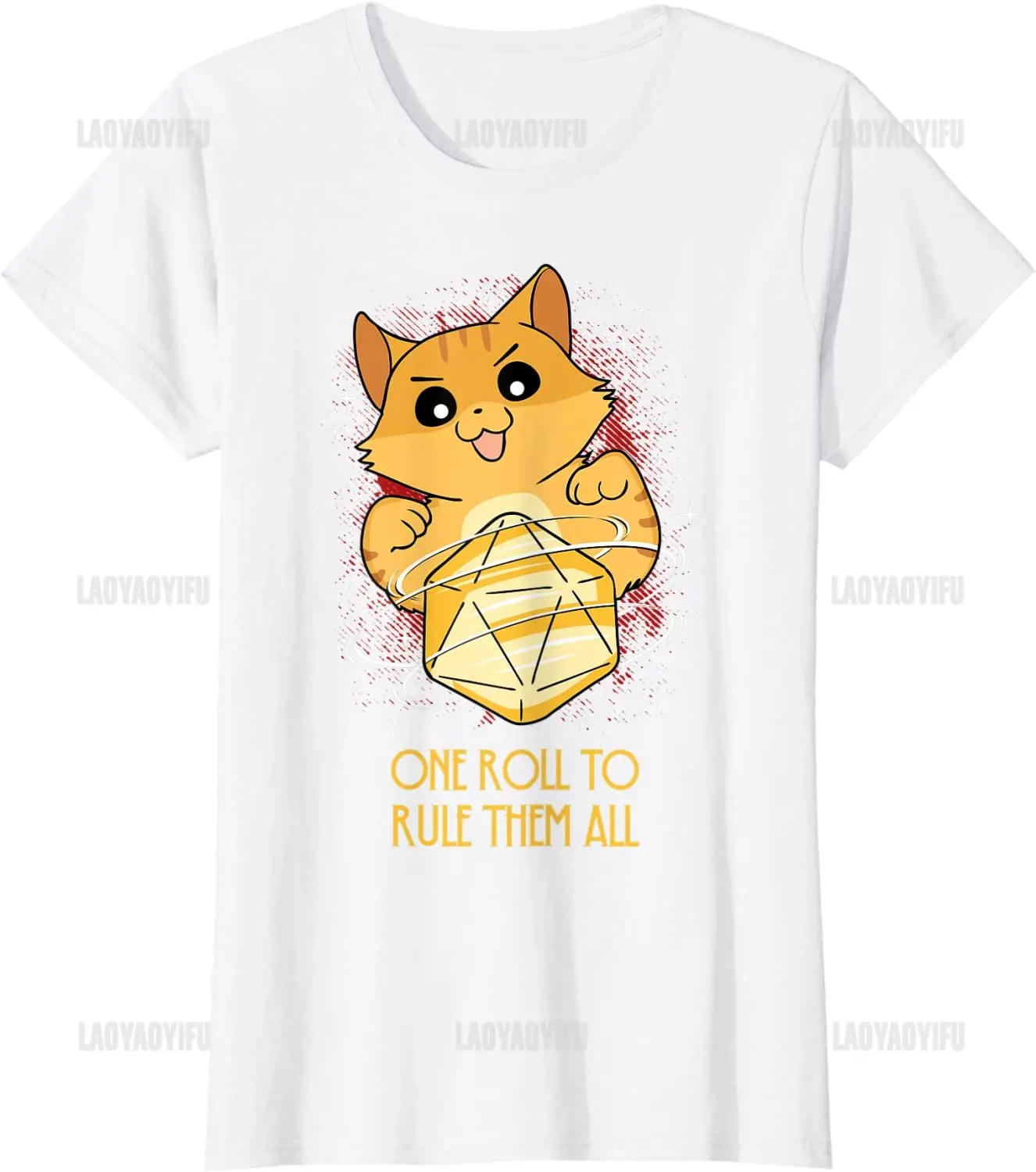 Eine Rolle, um sie zu regieren alle Dungeon Meowster RPG Kätzchen Katze T-Shirt Männer T-Shirt Dame Kleidung Unisex Baumwolle Grafik T-Shirts