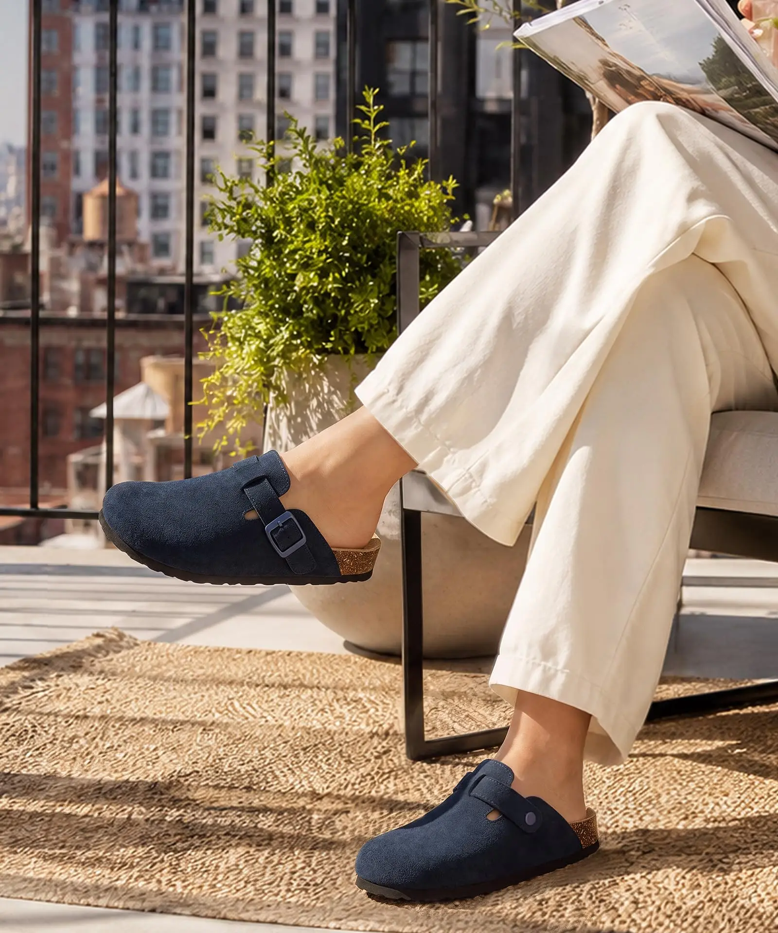 Shevalues Korkfußbett Damen-Clogs mit Fußgewölbestütze, Lässige Outdoor-Mules, Veganes Wildleder, Unisex-Kartoffelschuhe mit Verstellbarer Schnalle – Detail 15