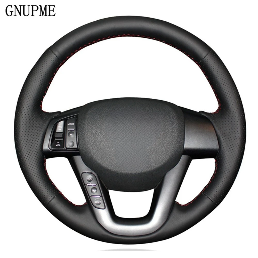 Hand-stitched DIY Black Artificial Leather Car Steering Wheel Cover For Kia K5 Optima 2008 2009 2010 2011 2012 2013