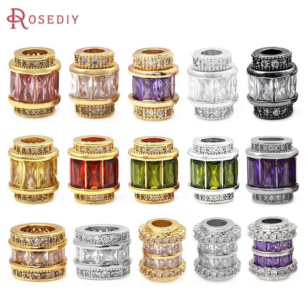 18K Gold Color Brass Cylinder Spacer Beads Bracelets Beads High Quality Jewelry Accessories Making Rosediy Official Website