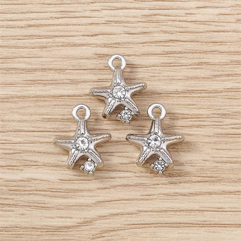 5 Stück 12x15mm Niedliche Mini-Kristall-Legierungs-Stern-Anhänger für Schmuckherstellung, Ohrhänger, Halsketten, Armbänder, DIY-Bastelbedarf – Detail 4