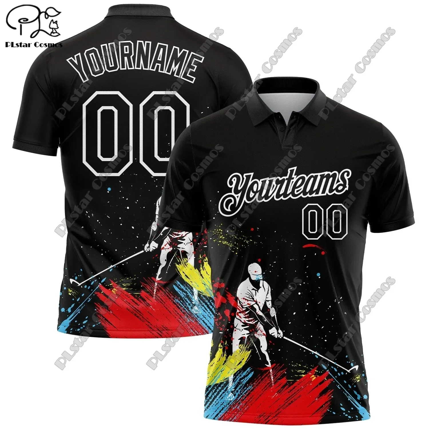 New personalized 3D printed colorful flame pattern golf POLO shirt T-shirt unisex casual team golf sports series