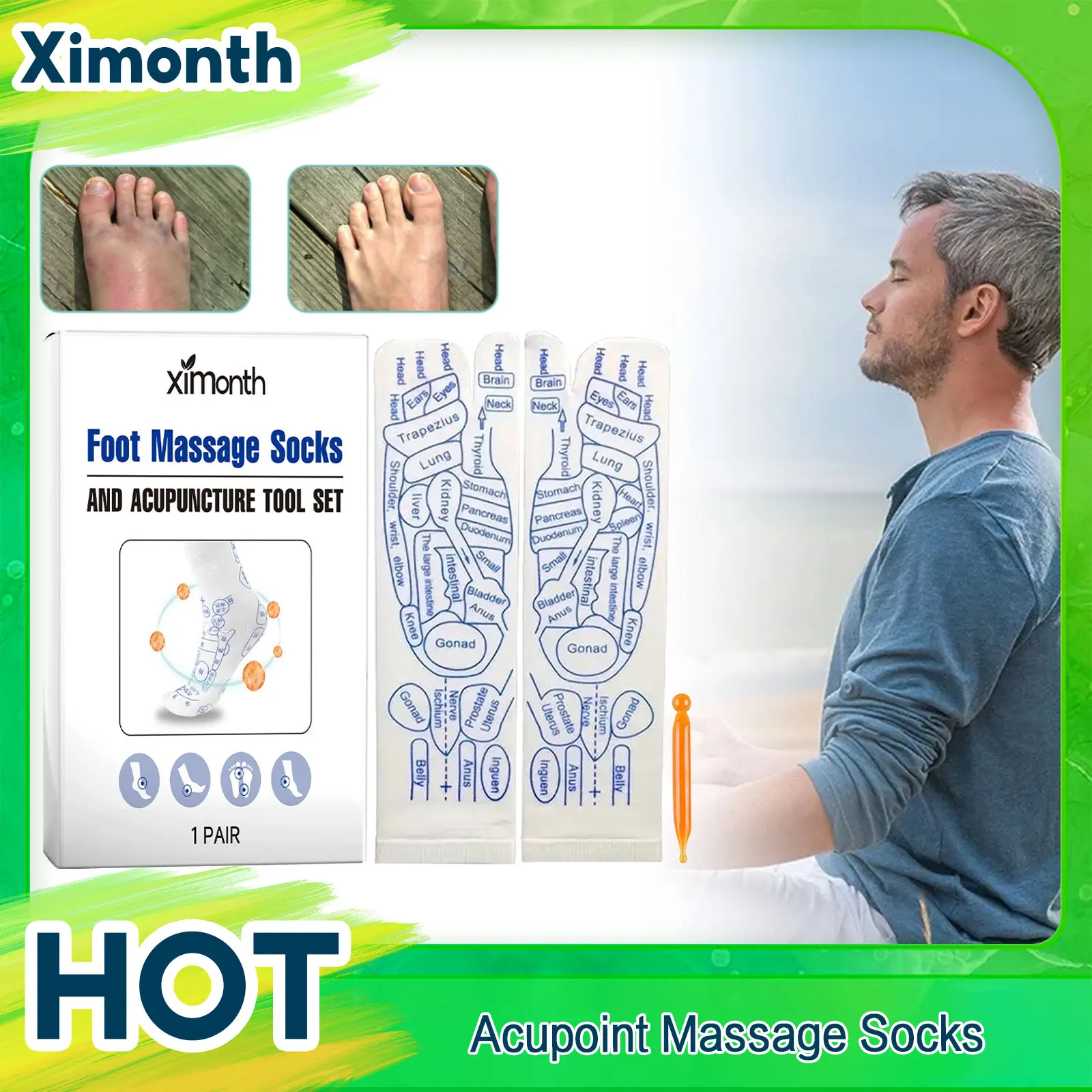 

Acupressure Massage Socks Relieve Tired Feet Relax Muscle Relief Pain Anti Cellulite Improve Blood Circulation Reflexology Socks