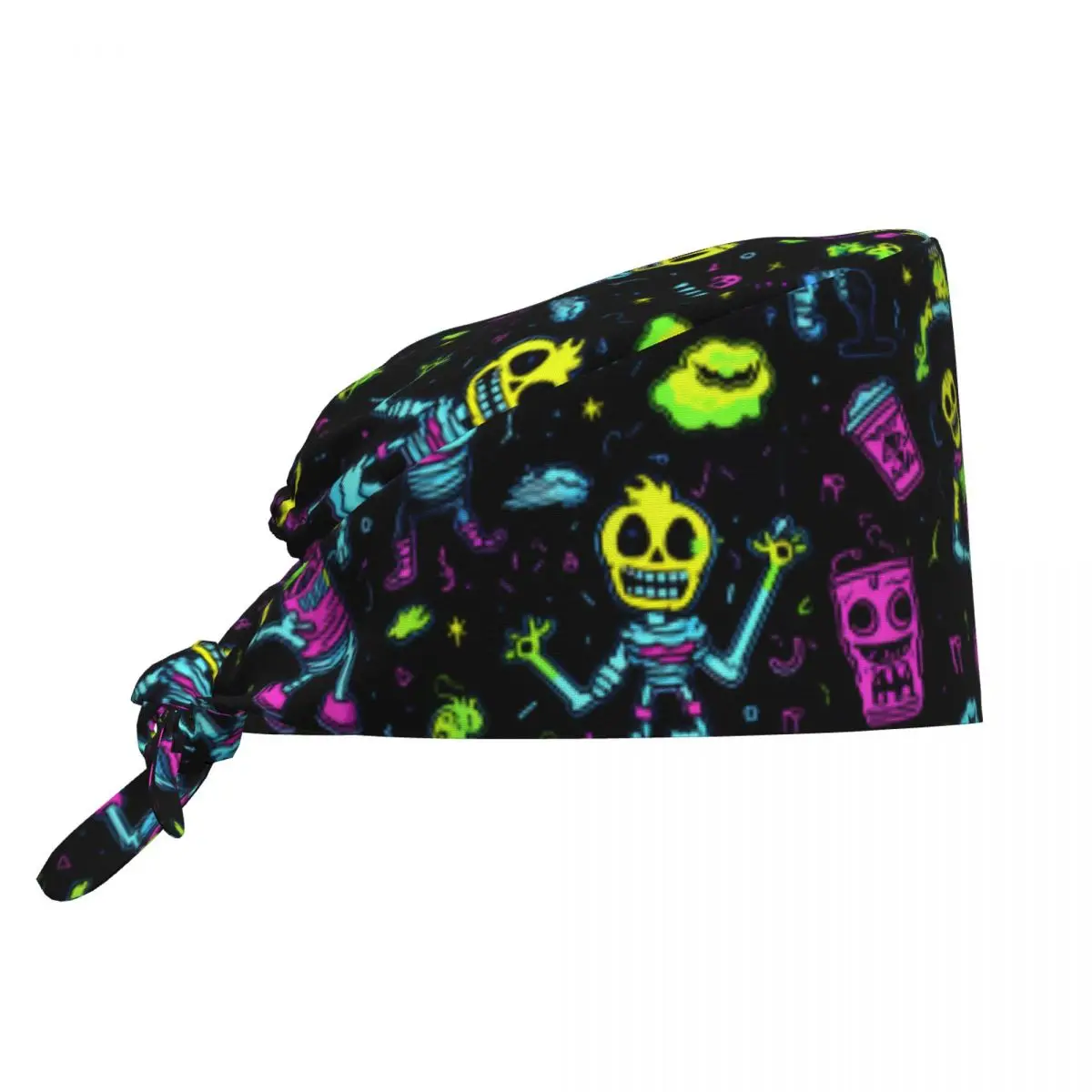 Custom Adjustable Horror Skeleton Skull Working Hat Women Men Scrub Caps Scrub Nursing Doctor Surgeon Cap for Chef