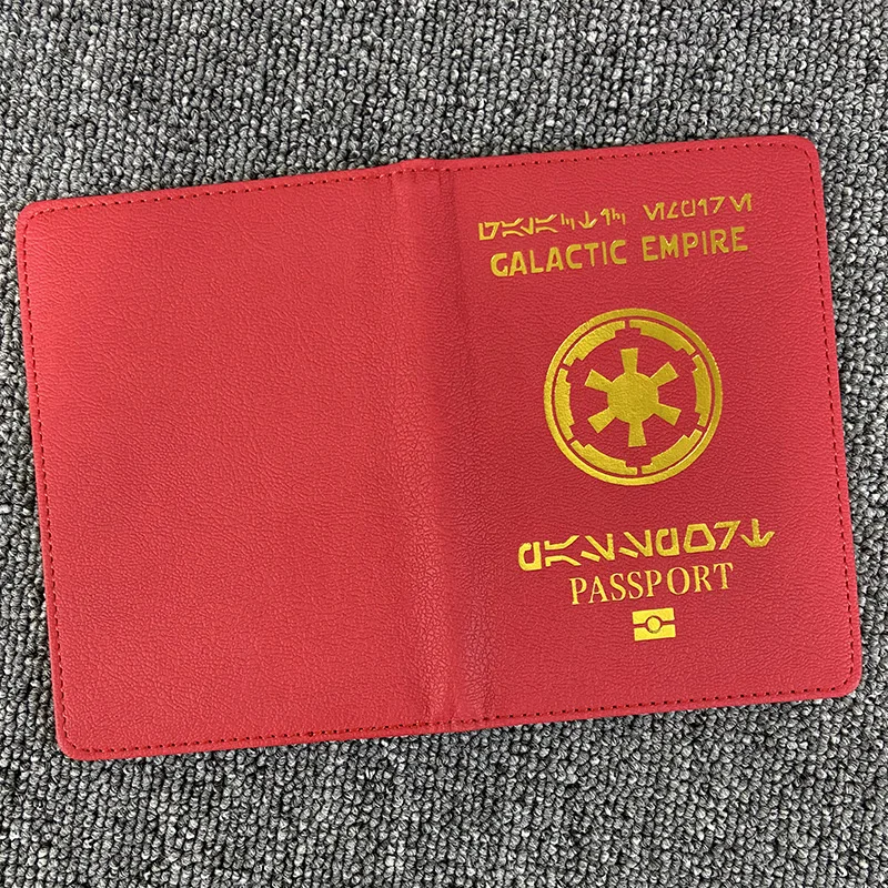 Capa de passaporte rfid bloqueio do império galáctico caso de couro do plutônio vermelho para passaportes