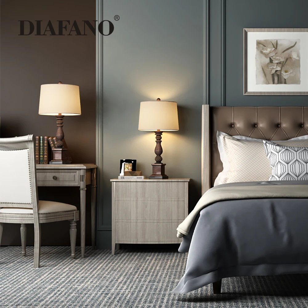 American Retro Table Lamp E27 Dimming Art Fabric Traditional Warm Bedroom Bedside Hotel Coffee Living Room Study Table Lamp 220V