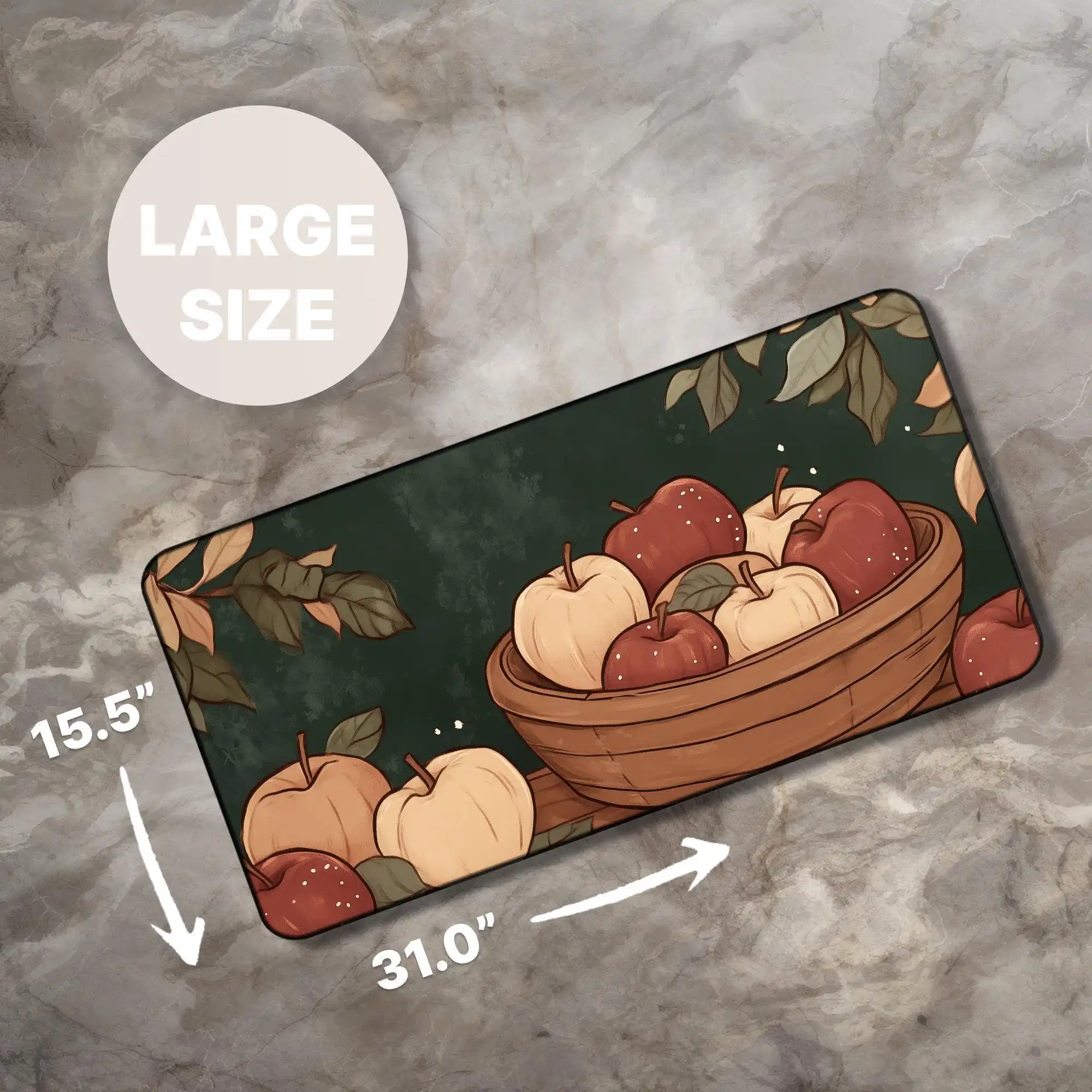 Cottagecore Fantasy Apples Desk Mat Fall Rustic Charm with Autumn Leaves Nature Inspired Design Cottage Dark Academia Mouse Pad