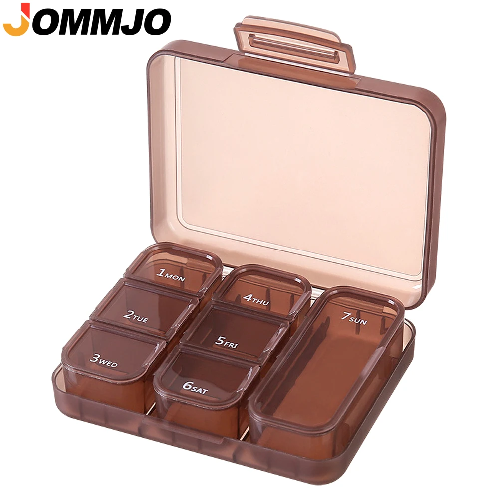 

1PCS Portable Pill Organizer Weekly, Small Travel Pill Case with 7 Compartment, Travel Pill Holder for Vitamins/Fish Oils