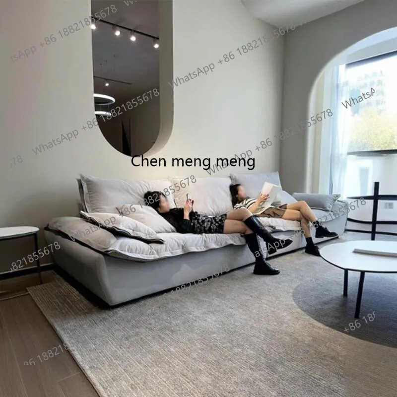 

Modern fabric sailing sofa cream style art Italian minimalist living room straight row light luxury