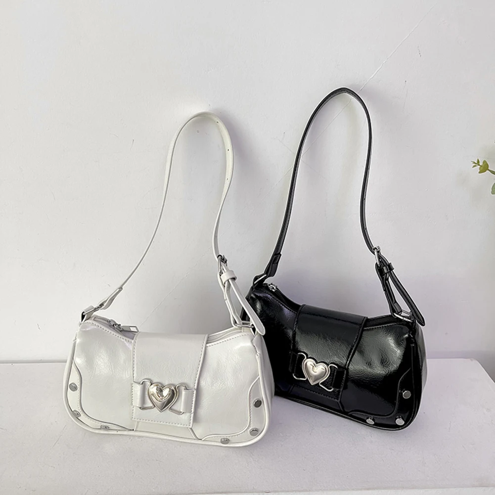 

PU Leather Stylish Armpit Bag Large Capacity Women Daily Shoulder Bag Adjustable Strap Y2K Solid Color Travel Bags