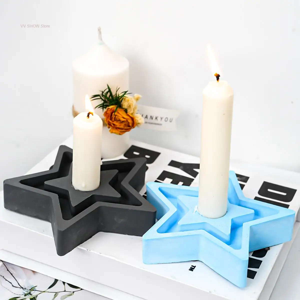 Star Shape Candle Holder Resin Mold Candlestick Epoxy Casting Silicone Mold for Scented Candle Container DIY Handmade Craft Mold