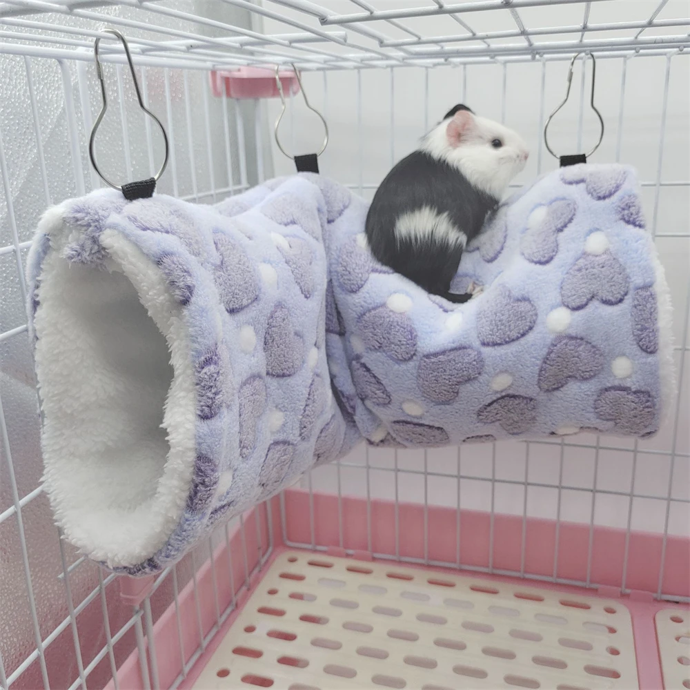 Heart Solf Cotton Plush Hamsters Playing Tunnels Winter Warm Nest for Ferret Guinea Pigs Squirrels Small Pet Toys Accessories