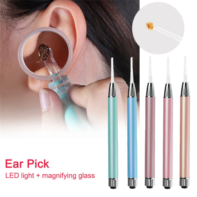 LED Baby Ear Wax Removal Cleaner Tool Flashlight Earpick Endoscope Penlight Cleaning Remover Light Visual Spoon with Magnifier