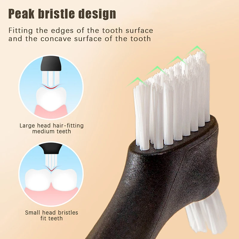 Double Head Denture Cleaning Brush Toothbrushes False Teeth Brush Multi-Layered Bristles Non-Slip Ergonomic Handle Oral Cre
