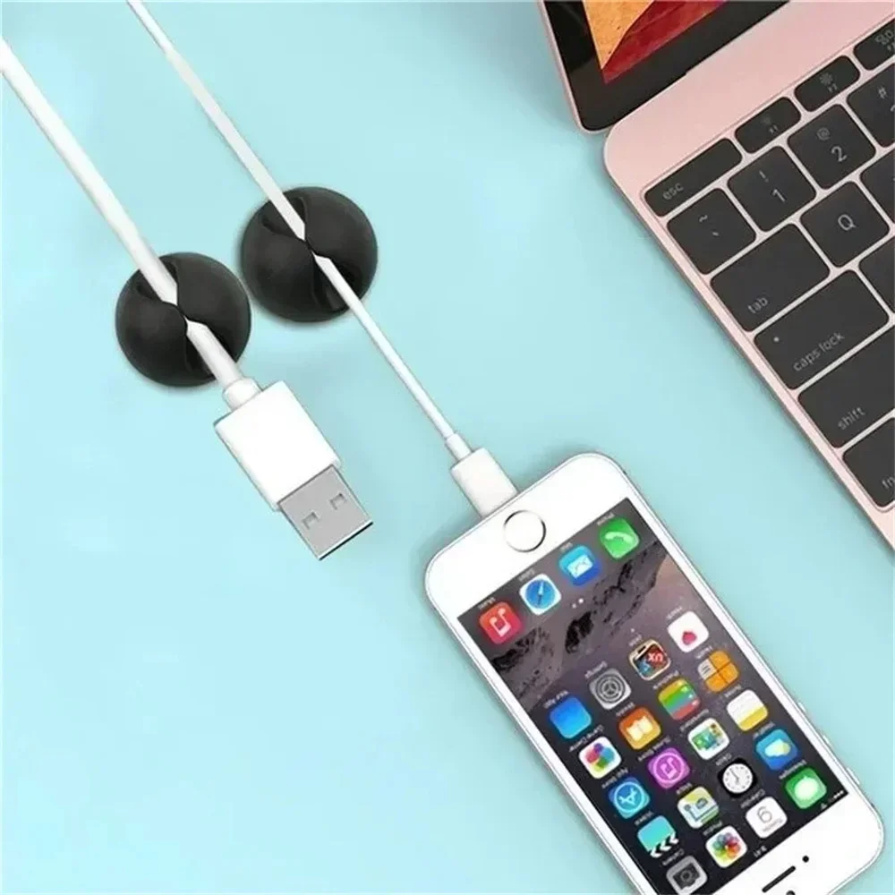 سيليكون المثبت سلك سلك اللفاف الماوس الحبل سطح المكتب مرتبة إدارة 20 قطعة منظم الكابلات USB كليب مكتب كابلات الهاتف سطح المكتب #4