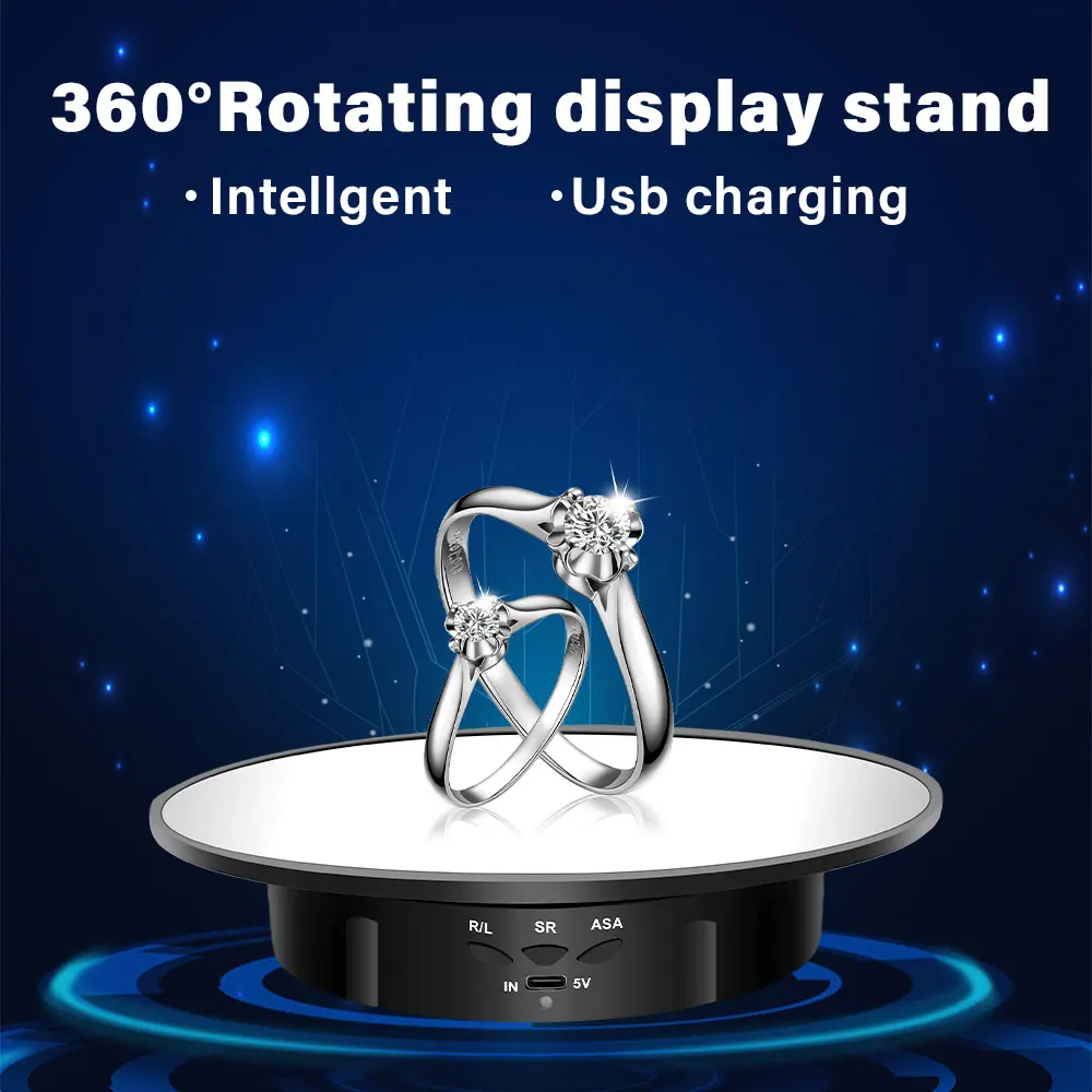 Motorisierter drehbarer Spiegelständer, 360-Grad-Drehteller, Schmuckhalter, USB-Stromversorgung, drehbares Schießen, drei Geschwindigkeiten – Detail 21