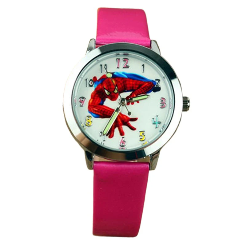 Mininstants-Montre-bracelet Spider-Suffolk pour enfants, montre-bracelet à quartz ronde, ceinture en cuir, dessin animé Marvel, garçons, étudiants, cadeau de Noël