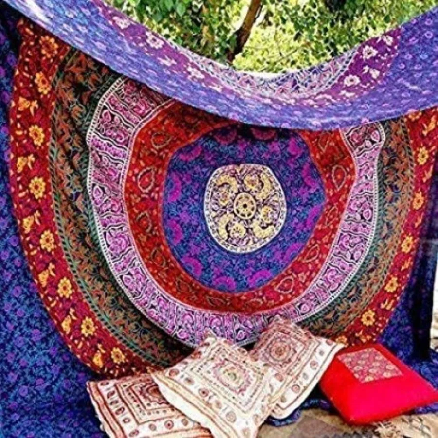Marubhumi Hippy Mandala Bohemian Tapestries, Indian Dorm Decor, Psychedelic Tapestry Wall Hanging Ethnic Decorative Tapestry Pu