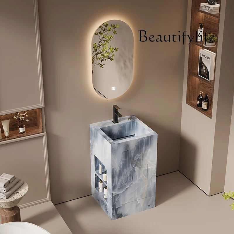 Slate column basin washbasin integrated floor type marble column type washbasin balcony outdoor