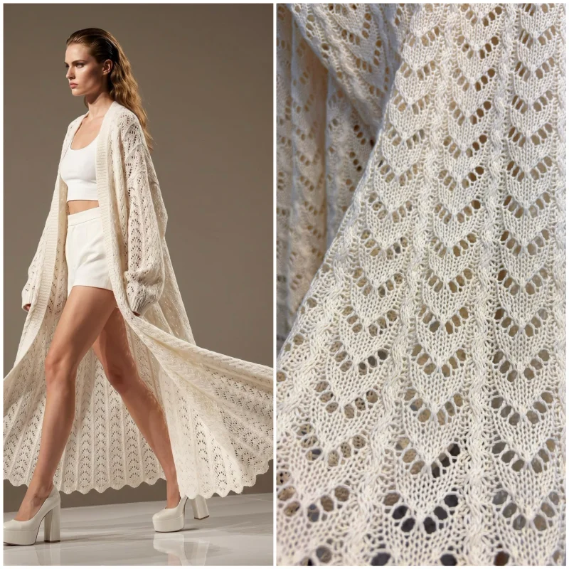 Solid Knit Hollow Out Mesh Fabric for DIY Sewing Handmade Dress Cardigan Jacket Garment Accessories Clothing Fashion Cloth