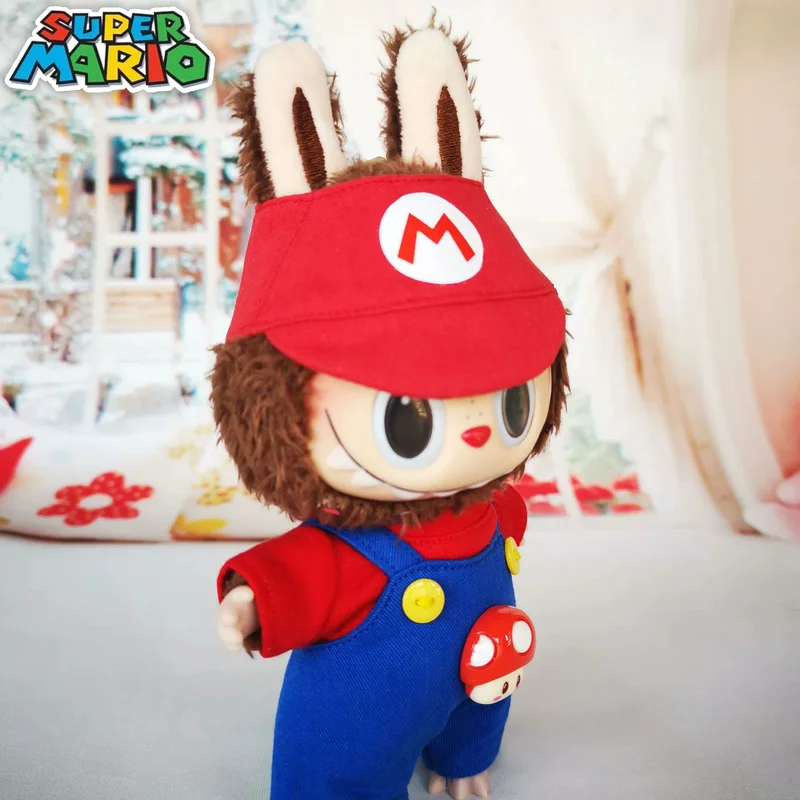 

17cm Super Mario Cosplay Clothes Game Character Dress Up Clothes Labubu Clothes Keychain Dolls With Replacement Clothes
