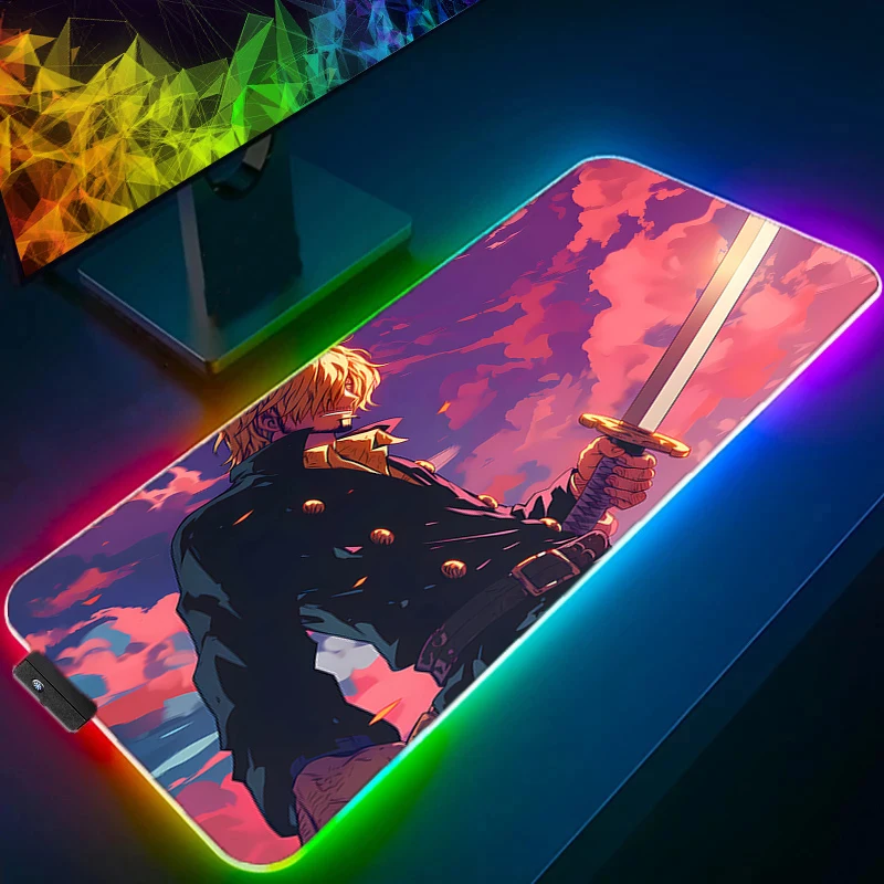 Rgb led mouse pad tapete de mesa de escritório borracha uma peça sanji teclado jogo de computador mousepad acessórios para pc tapete de mouse tablet
