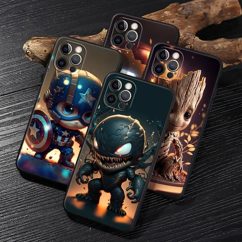 Baby Marvel Venom Groot Funda For iphone 15 14 Case For iPhone 11 12 13 Mini 14 15 Pro Max XS X 7 8 Plus SE Cute Case Soft Cover