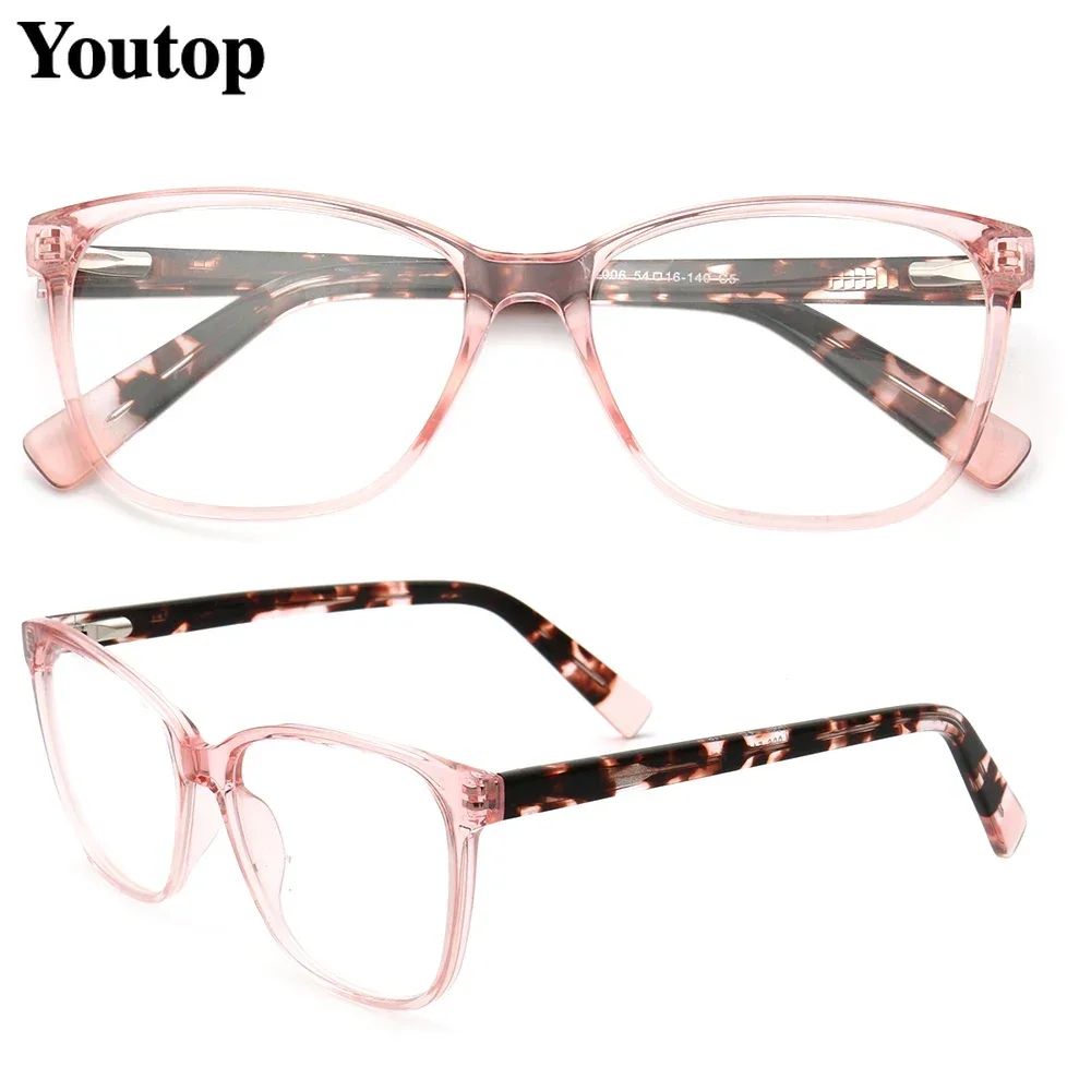 

Women Retro Cat Eye Eyeglass Frames for Women Leopard Tortoise Vintage Translucent Glasses Frames Fashion Pink Optical Eyewear