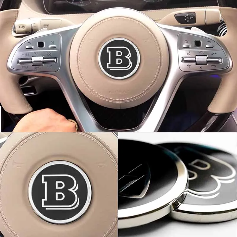 1PCS 73mm 58mm 52mm BRABUS Steering Wheel Badge Emblem Decorative Sticker For Mercedes benz GLA C E S Class Auto Accessories