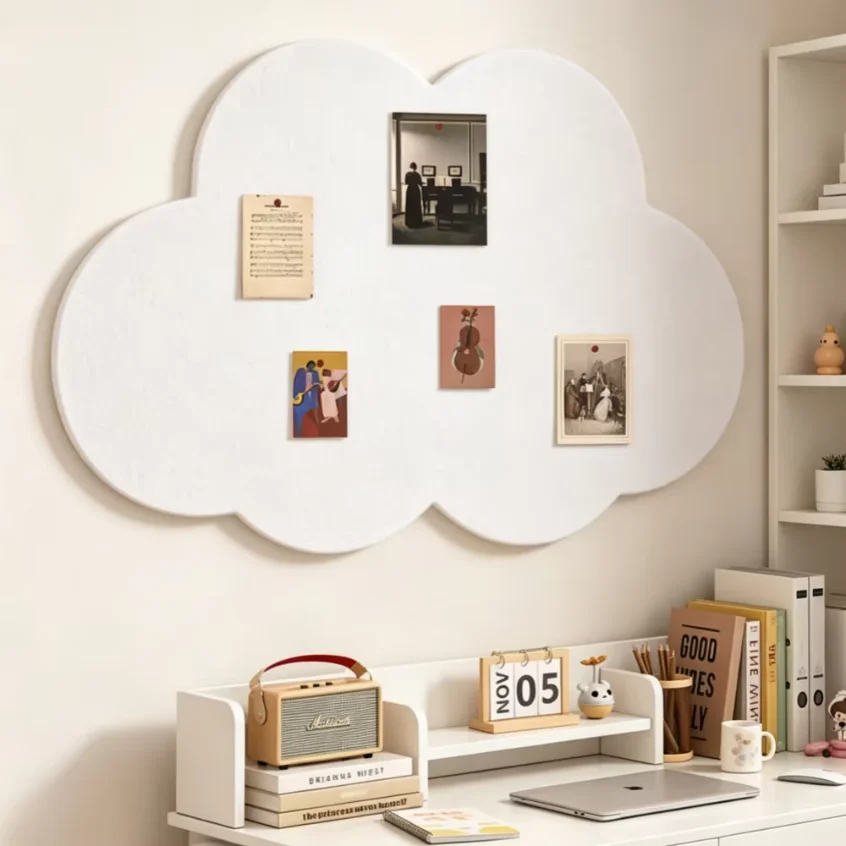 Cloud Shaped Felt Board Decorative Pin Board Artwork Display Board Photo Wall for Living Room, TV Background, Home Office Decor