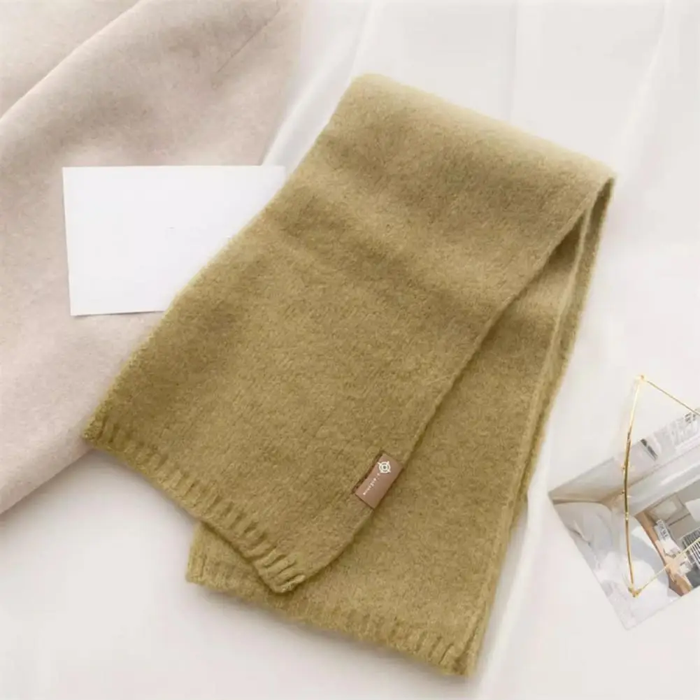 Long-lasting Warmth Scarf Wool Blend Scarf Cozy Knitted Unisex Fall Winter Scarf for Women Men Thickened Solid Color for Weather