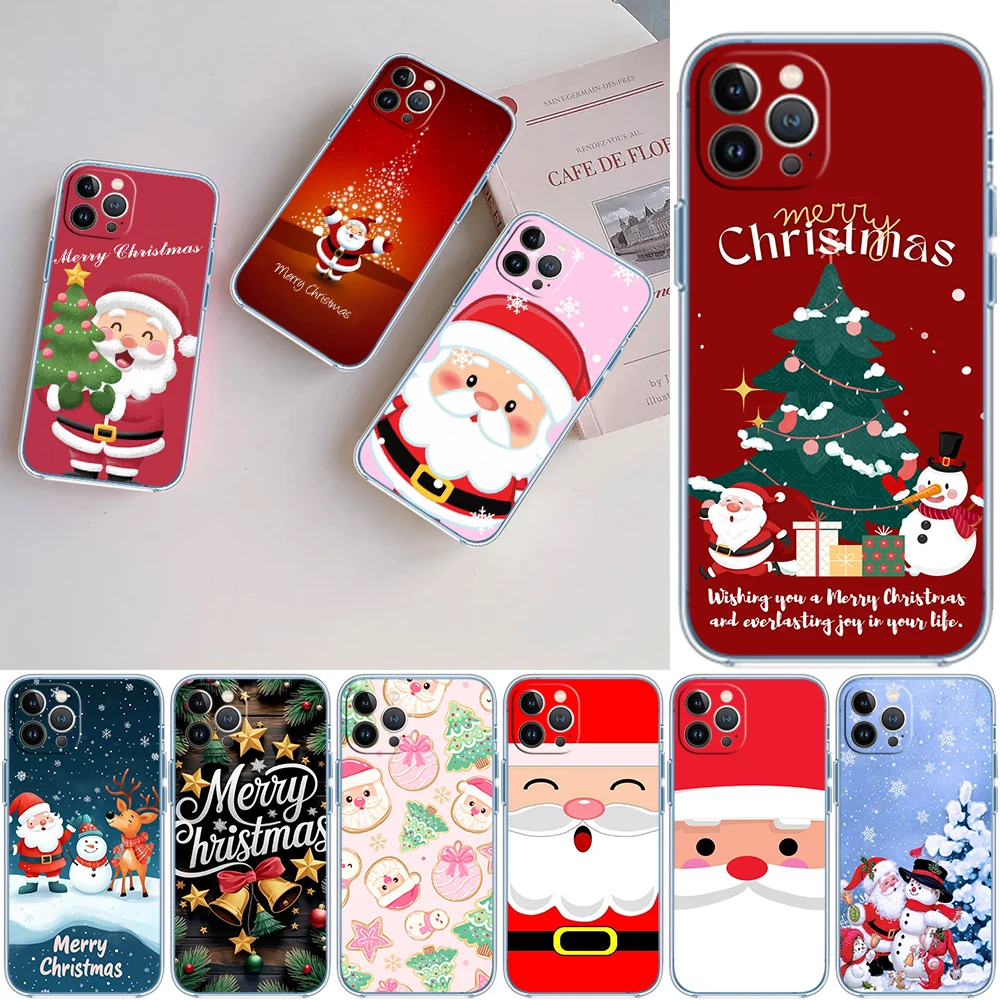 Merry Christmas Deer Gift Transparent Phone Case for Motorola G40 G04 G05 One Ace Action  Fusion Plus Hyper Macro Vision Zoom