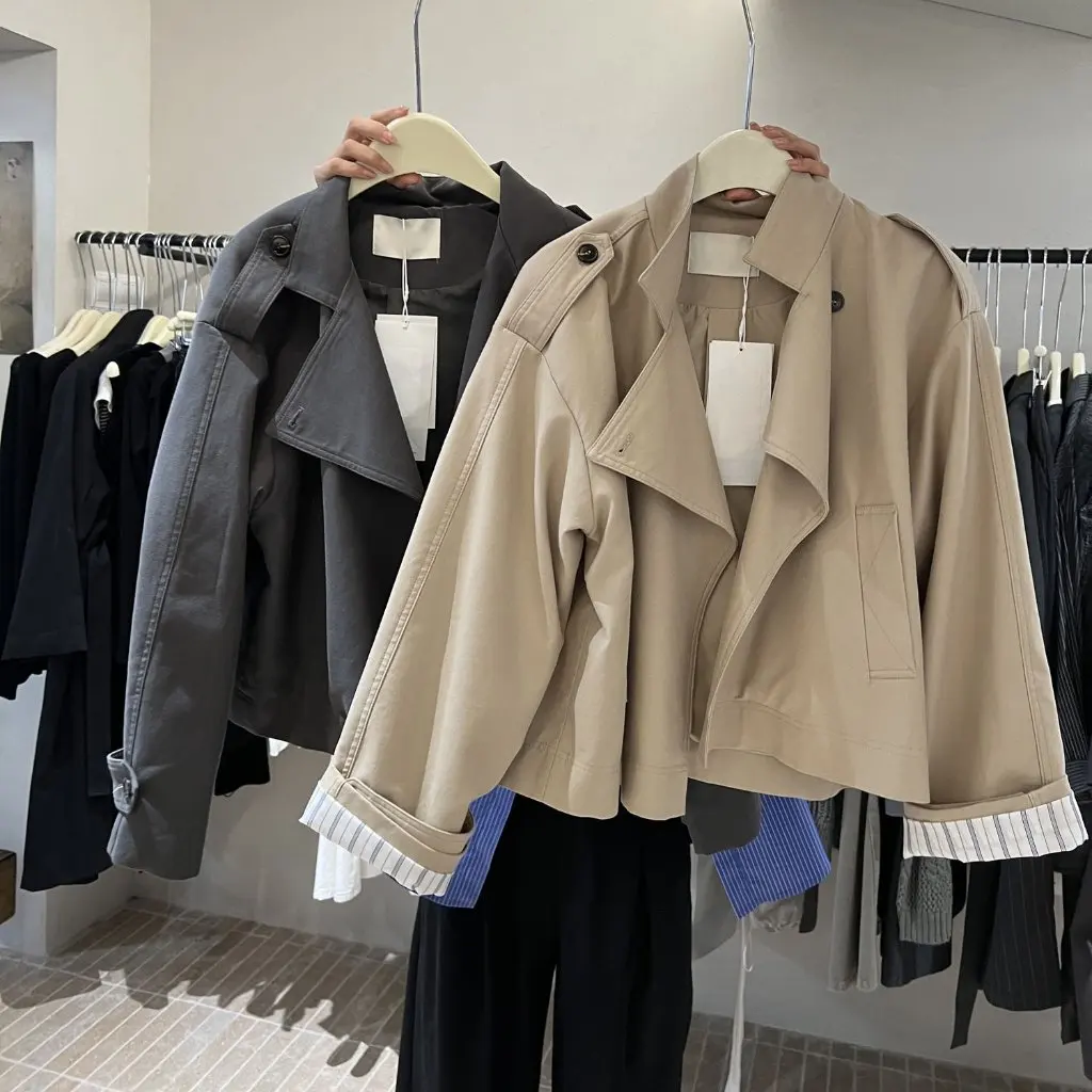 

Elegant K-Style Short Windbreaker Jacket Autumn New Design Literary Artistic Work Clothing Versatile Women's Fashion Outerwear